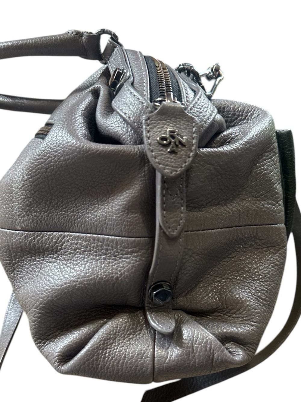 OrYany Leather Hobo Bag Dual Handles Crossbody Shoulder Strap Gray & Black - Picture 5 of 11